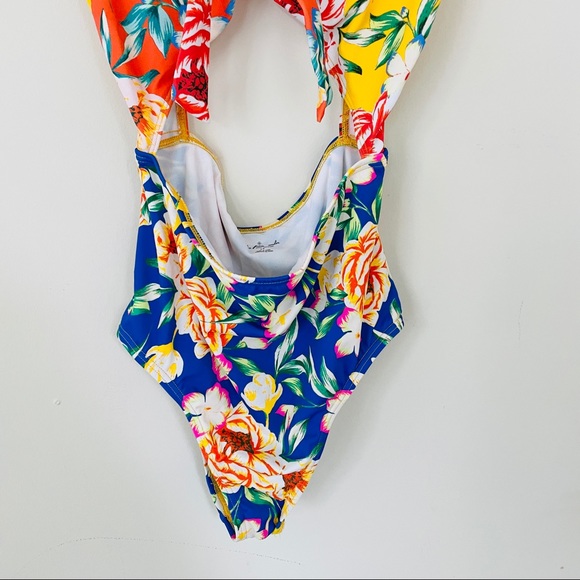 Urban Outfitters Out from Under Bright Floral One Piece Cut Out Swimsuit - Picture 5 of 8